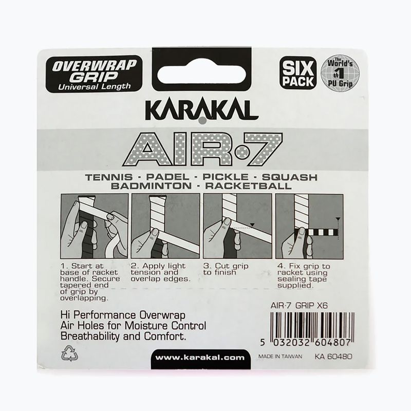 Squash-Griffbänder Karakal Air 7 Overwrap Grip 6 pack lime 2