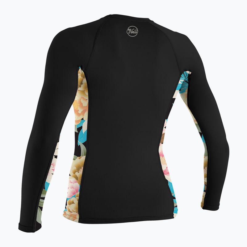 Damenschwimmen Langarm O'Neill Side Print Rash Guard schwarz/mikah floral 2