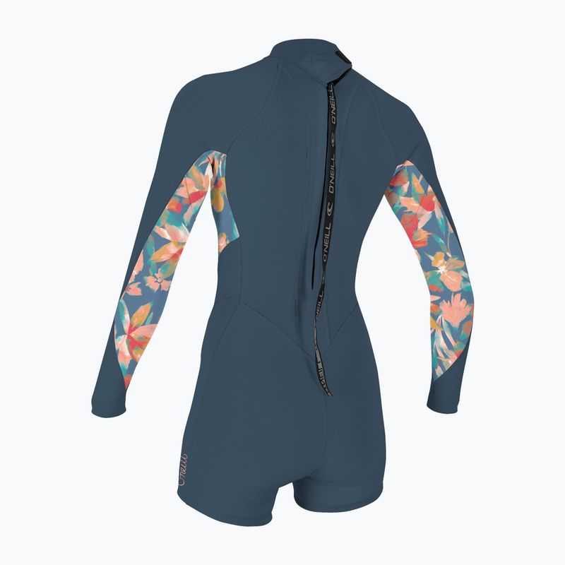 Damen-Neoprenanzug O'Neill Bahia 2/1 Back Zip LS Spring copen blue/painted tropics/copen blue 2