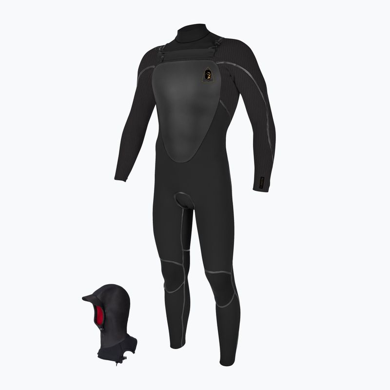 Neoprenanzug Herren O'Neill Mutant Legend 5/4 mm Chest Zip with Hood Full black/tempered steel