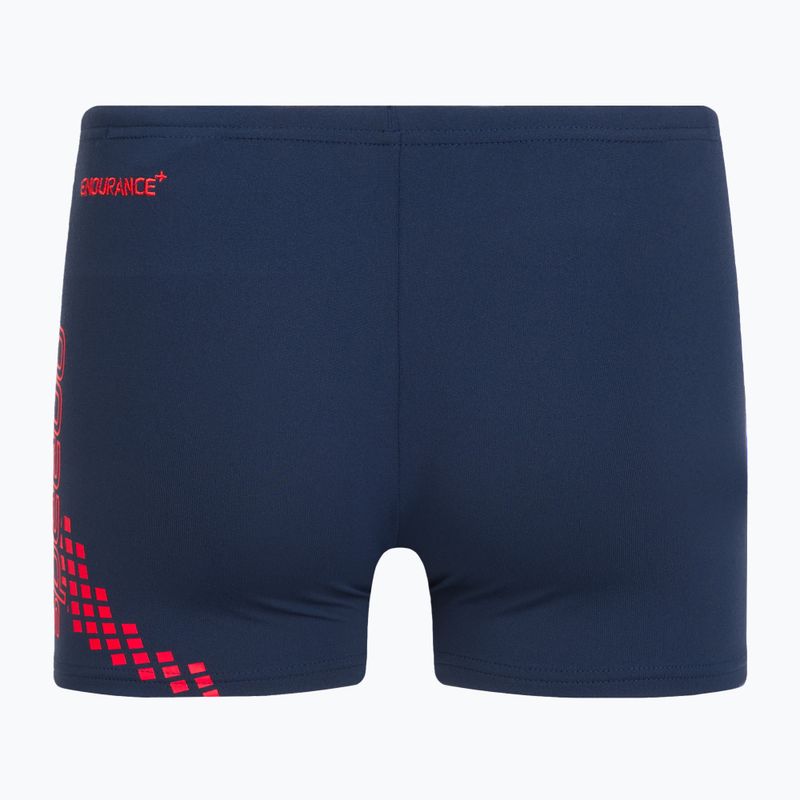 Speedo Essential Placement Allover Trunks blau/rot Kinderschwimmboxers 2