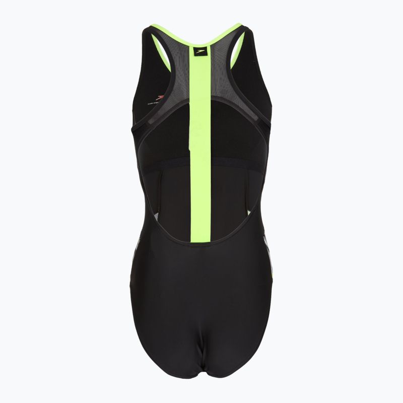Speedo Reflect Wave schwarz/grüner einteiliger Badeanzug für Damen 2
