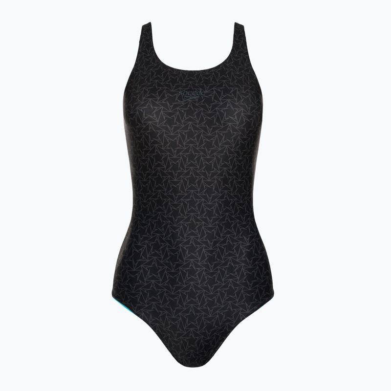Speedo Boomstar Allover Muscleback Damen Badeanzug einteilig schwarz-grau 68-122999023