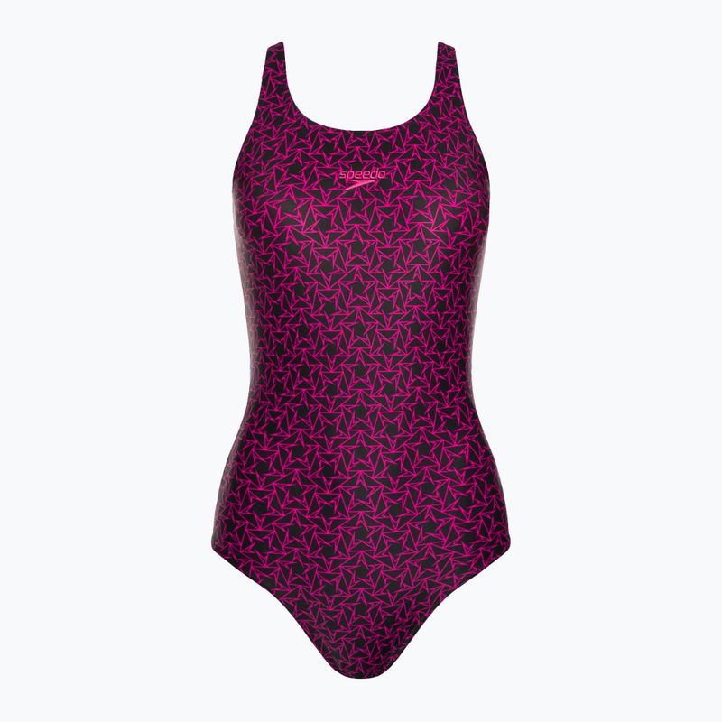 Speedo Boomstar Allover Muscleback Damen Badeanzug einteilig schwarz-rosa 68-12299B344