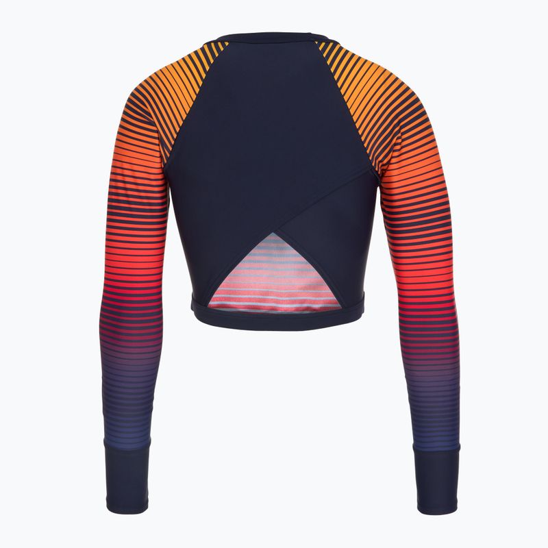 Speedo Damen Schwimmen Langarm Platzierung Wrap Back Top blau/orange 2