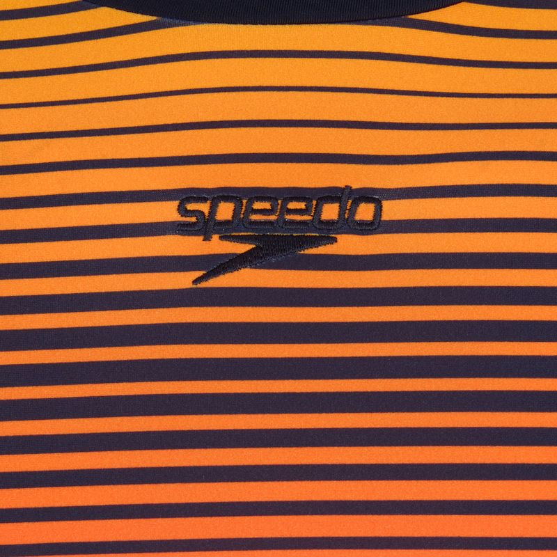 Speedo Damen Schwimmen Langarm Platzierung Wrap Back Top blau/orange 3