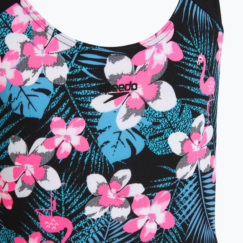 Speedo Allover Splashback blau/rosa einteiliger Badeanzug für Kinder 3