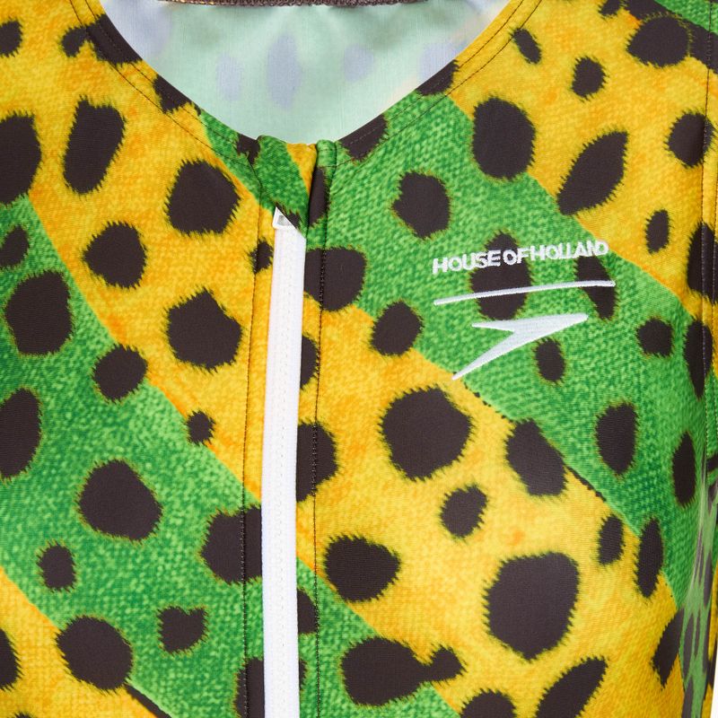 Speedo Placement Digital Highneck einteiliger Badeanzug für Damen grün/gelb 3