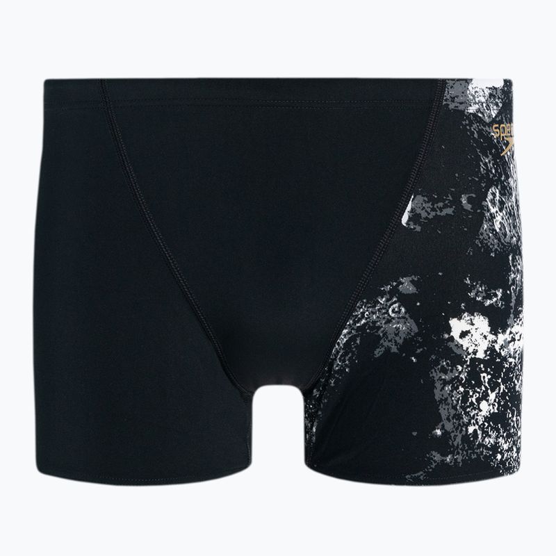 Herren Speedo Allover V-Cut Aquqshort Schwimm-Boxershorts schwarz-grau 68-09734F330
