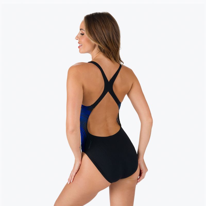 Speedo Placement Powerback Damen Badeanzug einteilig schwarz-blau 06187F882