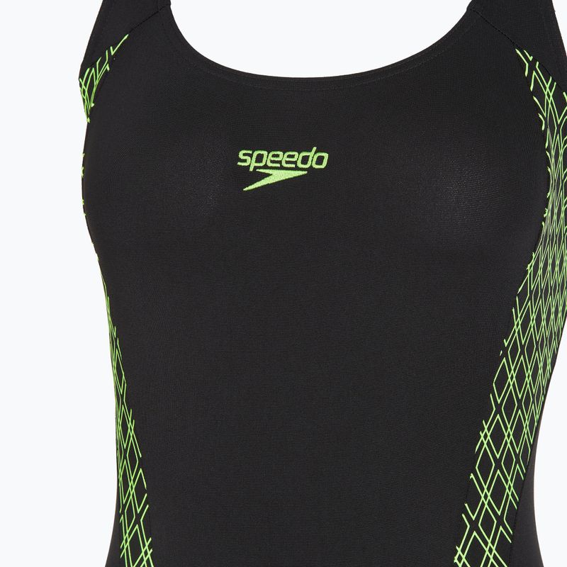 Damen-Einteiler Badeanzug Speedo Panel Muscleback schwarz/grün 3