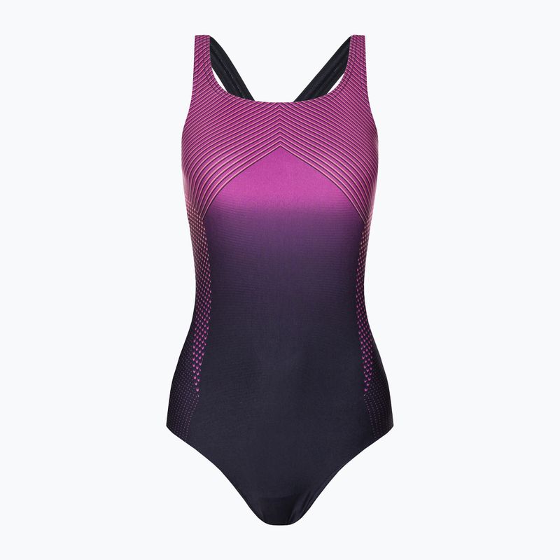 Speedo Digital Placement Medalist Damen einteiliger Badeanzug navy blau und lila 68-12199G701