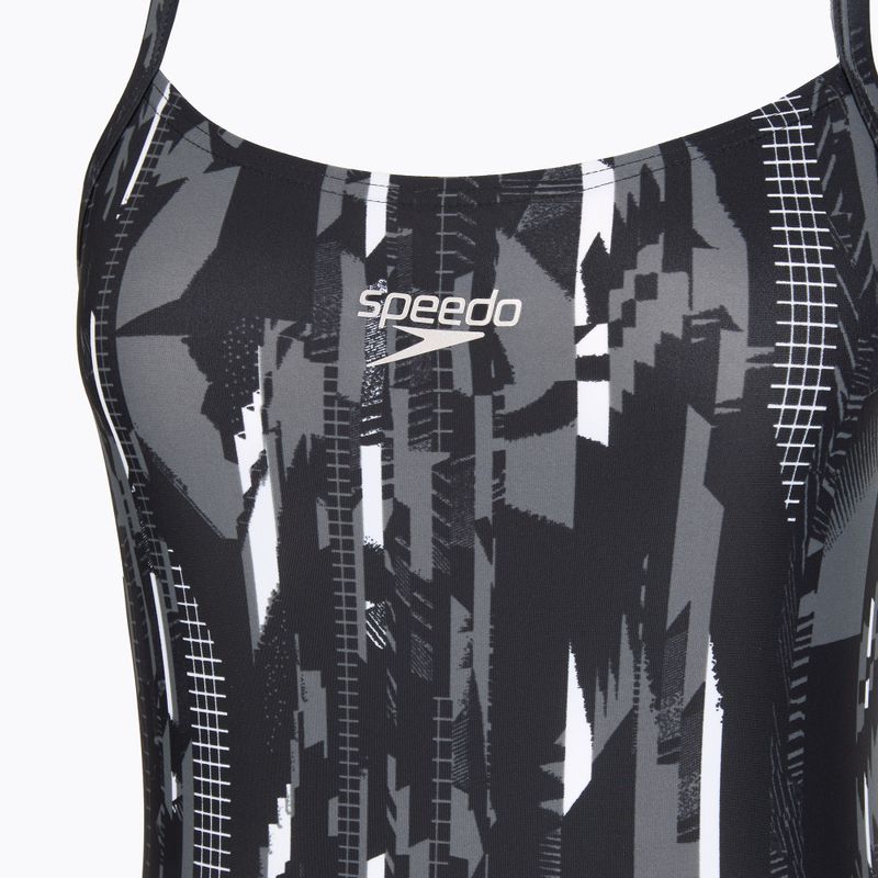 Speedo Frauen einteiliger Badeanzug Allover Rippleback schwarz 3