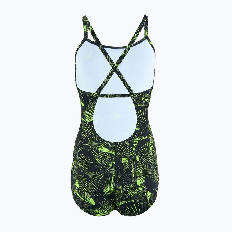 Badeanzug Damen Speedo Allover Fixed Crossback black / atomic lime 2