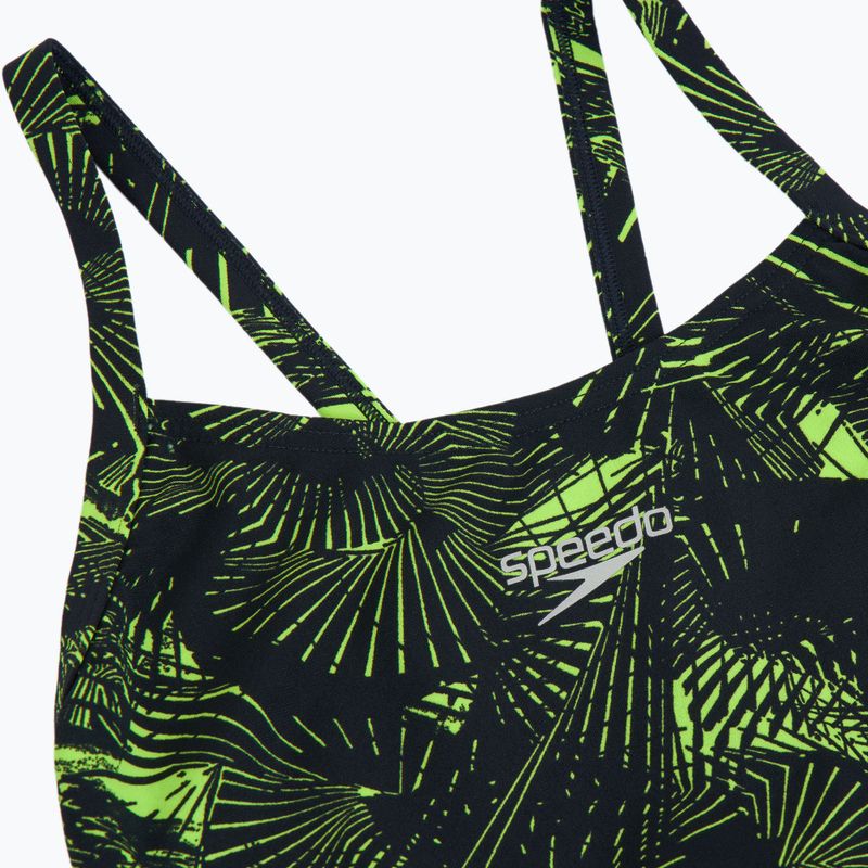 Badeanzug Damen Speedo Allover Fixed Crossback black / atomic lime 3
