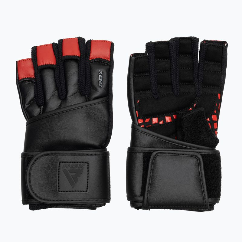 RDX L4 Finger Weightlifting Training Handschuhe Leder rot/schwarz