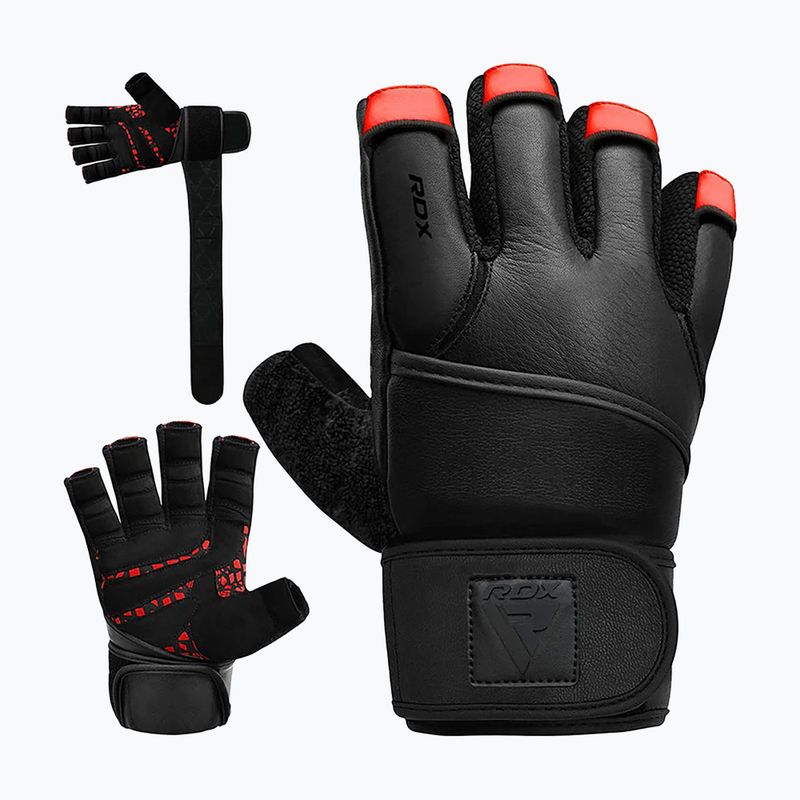 RDX L4 Finger Weightlifting Training Handschuhe Leder rot/schwarz 2