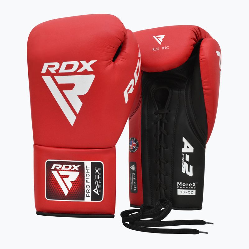 Boxhandschuhe RDX Apex Competition Fight Lace Up Boxing red