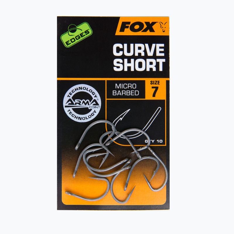 Fox Edges Karpfenhaken Armapoint Curve Shank Short grau CHK210 2