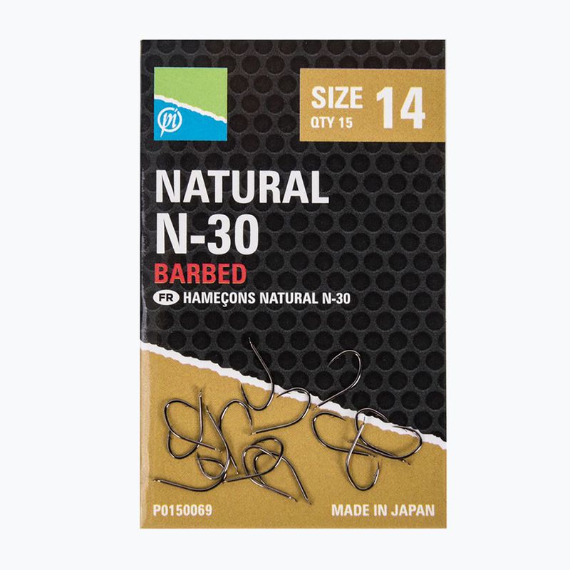 Preston Natural N-30 Angelhaken 15 Stück schwarz P0150067