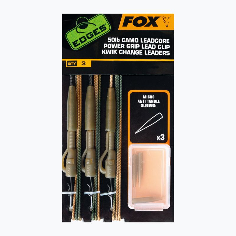 Karpfenvorfach Fox Edges Ready Tied Camo Leadcore Lead Clip Leaders camo CAC754