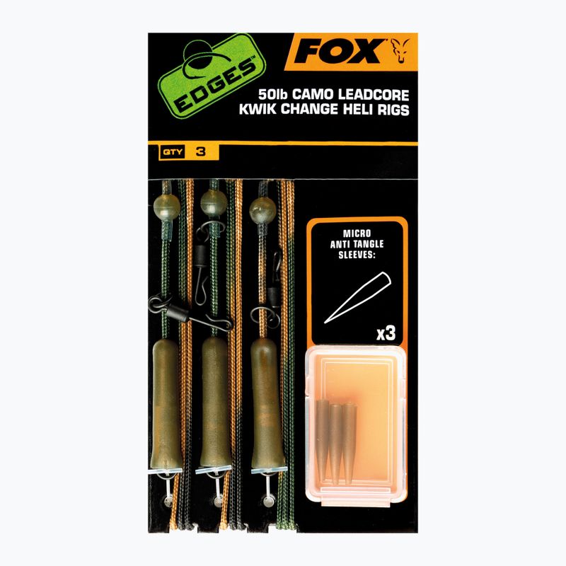 Karpfenvorfach Fox Edges Ready Tied Camo Leadcore Heli Rig Leaders camo CAC755