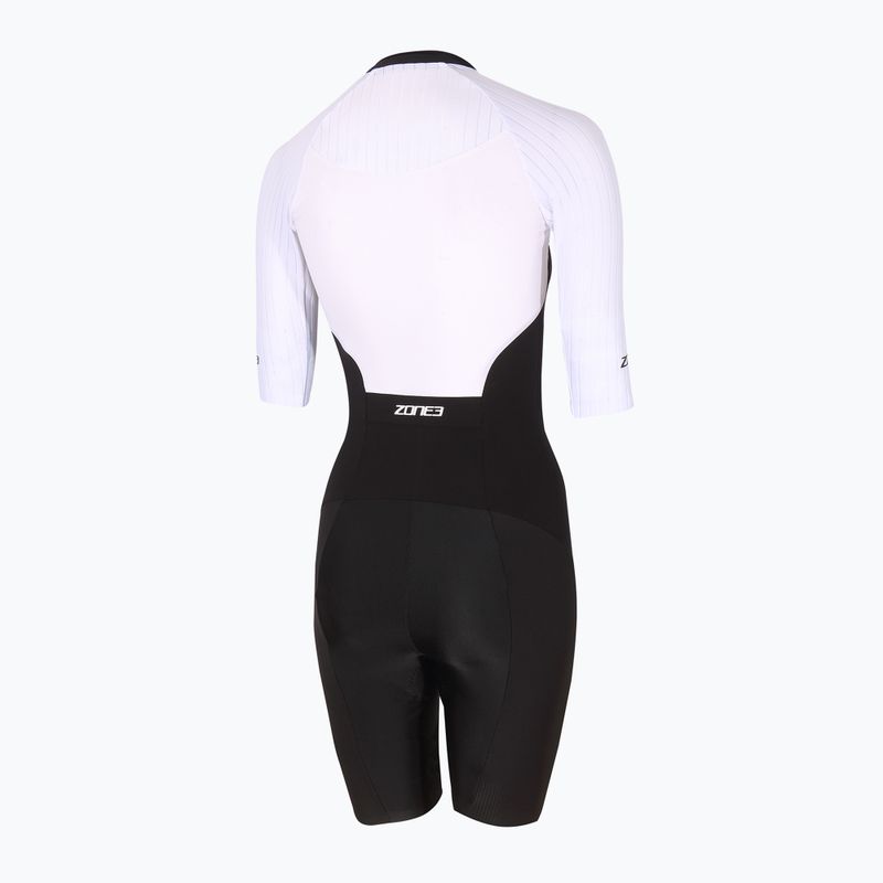 Triathlon-Anzug Damen ZONE3 Lava Long Distance Full Zip SS Aero Suit black/white/green 2