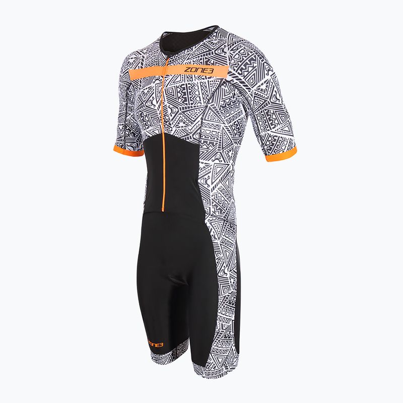 ZONE3 Activate+ Herren Triathlonanzug Kona Speed Short Sleeve Trisuit schwarz/weiß/orange