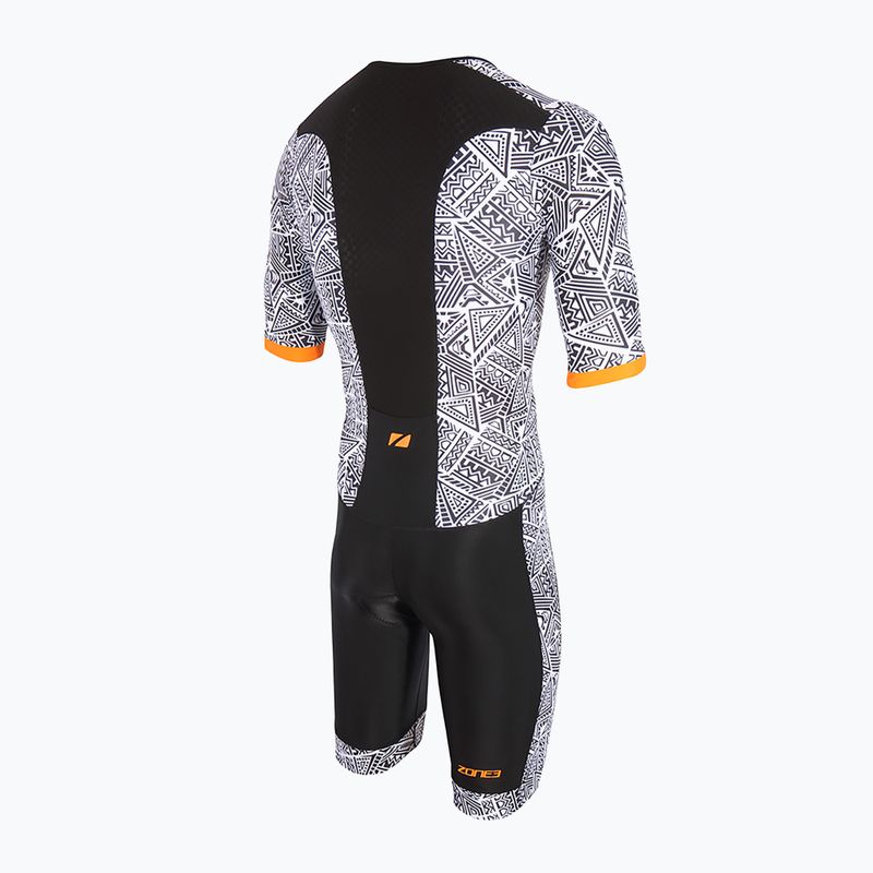ZONE3 Activate+ Herren Triathlonanzug Kona Speed Short Sleeve Trisuit schwarz/weiß/orange 2