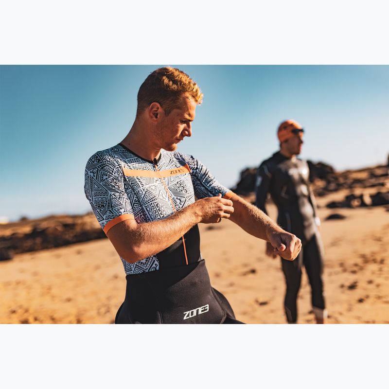 ZONE3 Activate+ Herren Triathlonanzug Kona Speed Short Sleeve Trisuit schwarz/weiß/orange 5