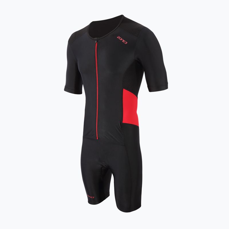 ZONE3 Activate Short Sleeve Full Zip Triathlon-Anzug für Herren schwarz/rot