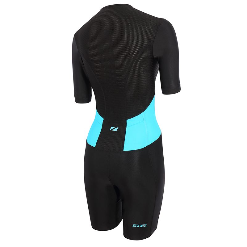 Damen Triathlonanzug ZONE3 Activate SS Full Zip Trisuit schwarz/türkis 2