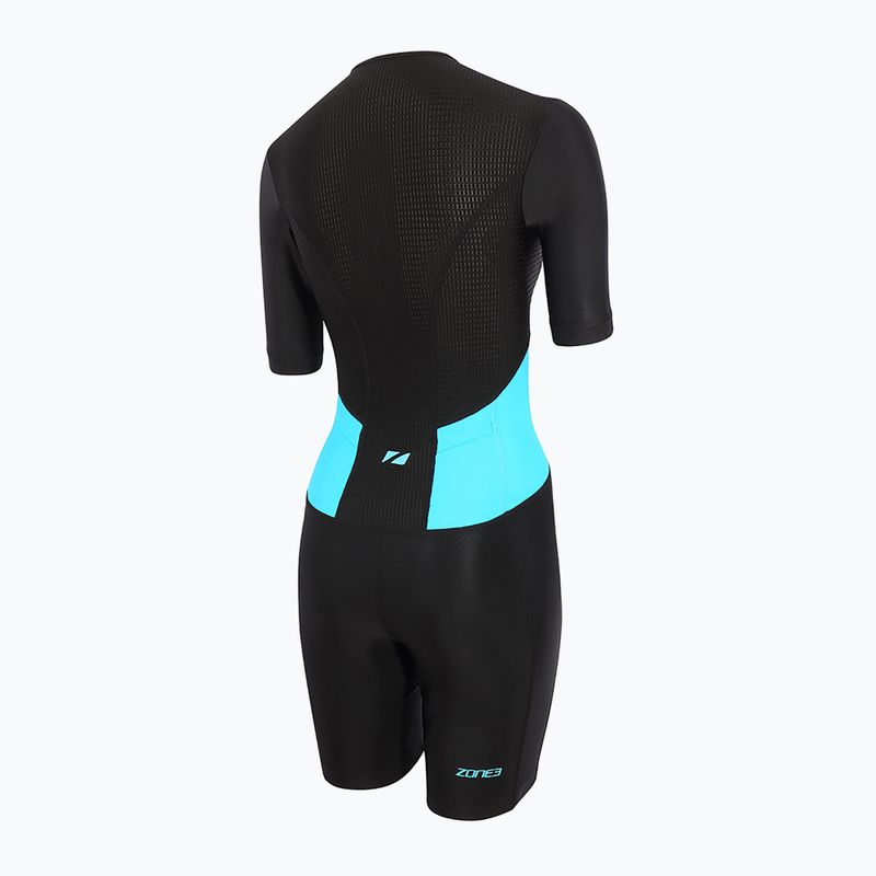 Damen Triathlonanzug ZONE3 Activate SS Full Zip Trisuit schwarz/türkis 3