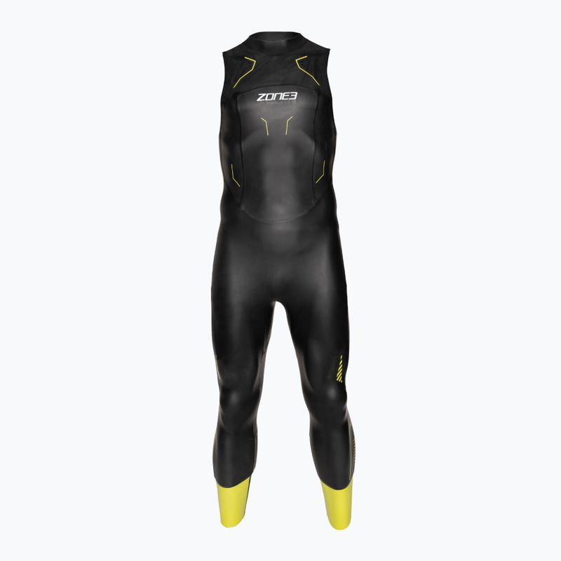 Men's ZONE3 Sleeveless Vision Triathlon Schaumstoff schwarz/lime/gun metal 2