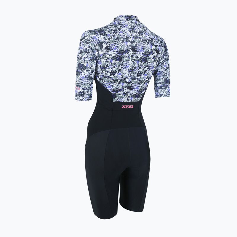 Damen-Triathlonanzug ZONE3 Lava Short Sleeve Trisuit weiß/kies 2