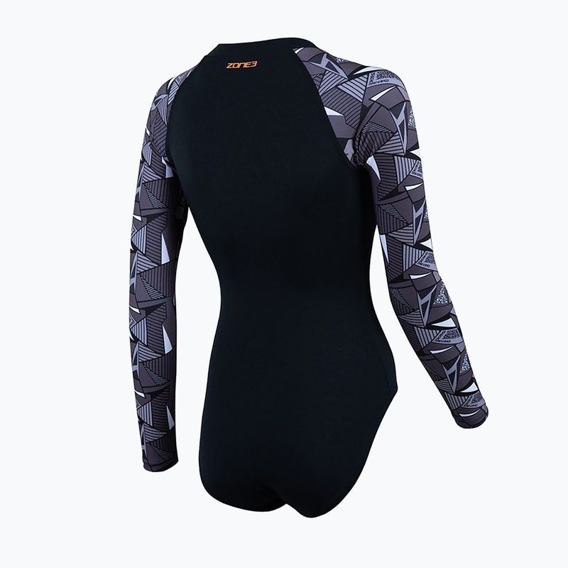 Einteiliger Damen-Badeanzug ZONE3 OWS Renew schwarz/grau 2