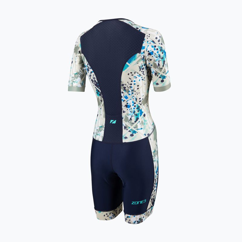 Damen Triathlonanzug ZONE3 Activate+ Short Sleeve Trisuit sand storm/navy/sand 2