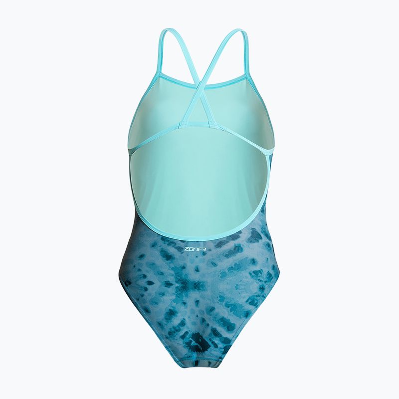 Damen-Einteiler Badeanzug ZONE3 Strap Back teal tie dye 2