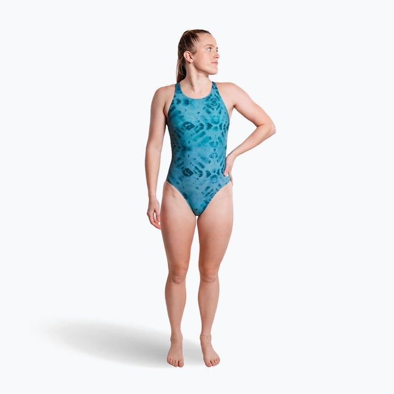 Damen-Einteiler Badeanzug ZONE3 Classic teal tie-dye 3