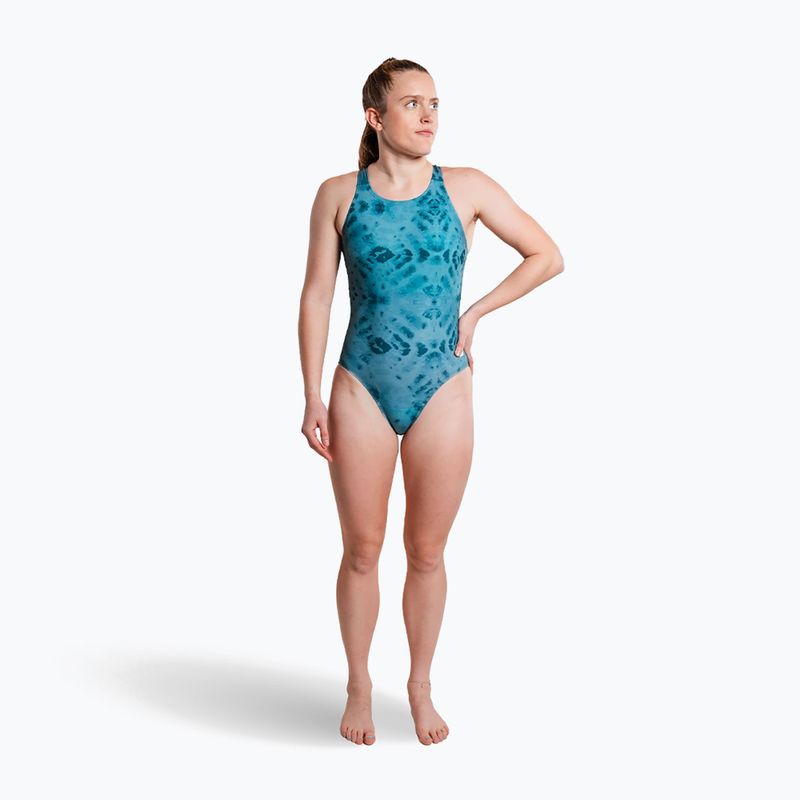 Damen-Einteiler Badeanzug ZONE3 Classic teal tie-dye 4