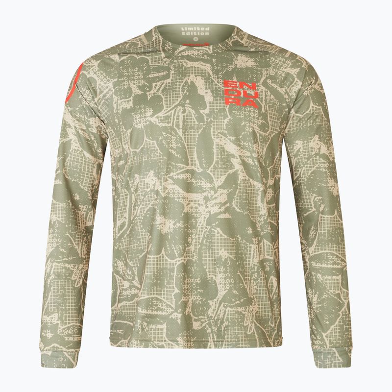 Herren Endura Grid Floral Ltd Radfahren Longsleeve Tweed grün 4