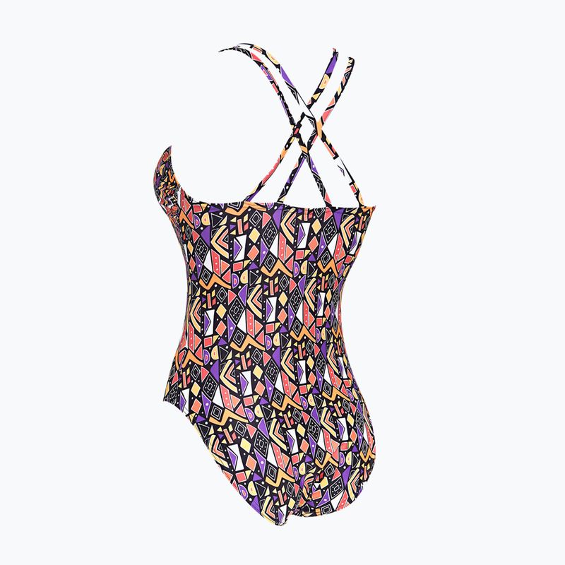 Damen einteiliger Badeanzug Zoggs Culture Jam Crossback lila / orange / weiß 2