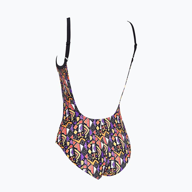 Einteiliger Damen-Badeanzug Zoggs Culture Jam Deep Scoo braun / multicolour 2