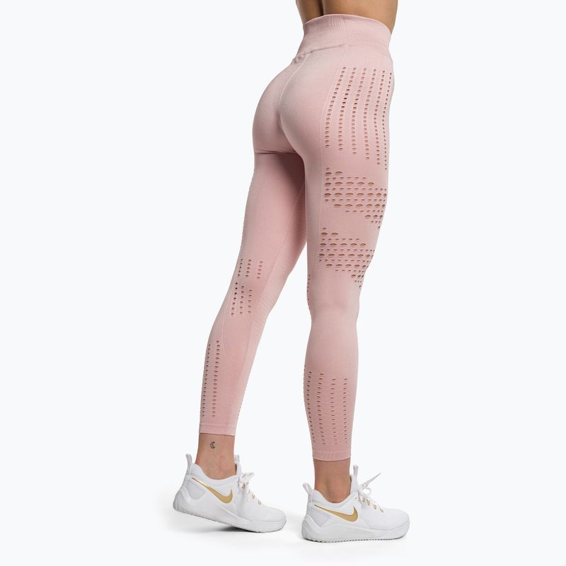 Damen Trainingsleggings Gymshark Flawless Shine Seamless rosa/weiß 3