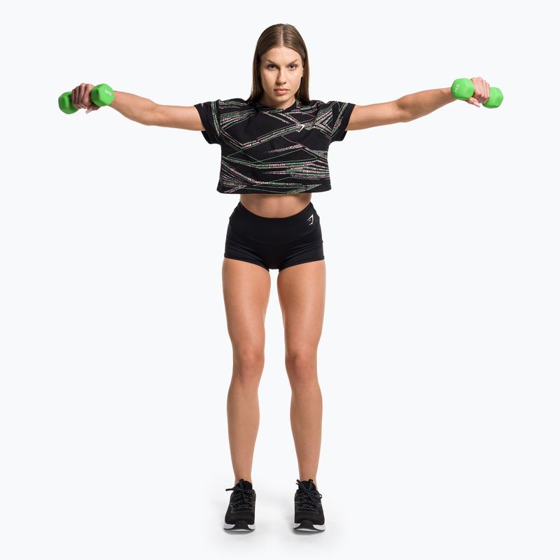 Damen Trainingsjacke Gymshark Zone Graphic Crop schwarz/lime 2