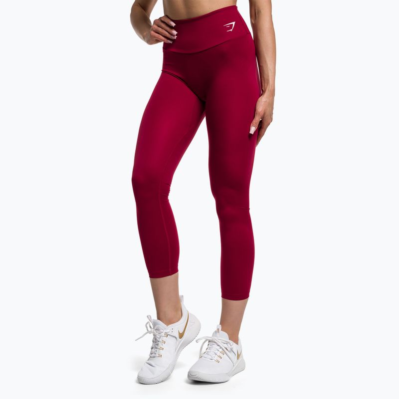 Damen Gymshark Training Full Lenght Leggings weinrot/weiß