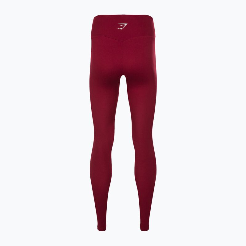 Damen Gymshark Training Full Lenght Leggings weinrot/weiß 6