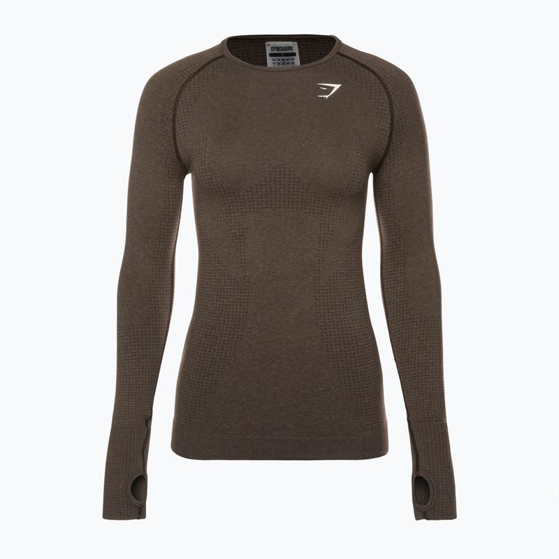 Damen Trainings-Langarmshirt Gymshark Vital Seamless Top braun/weiß 6