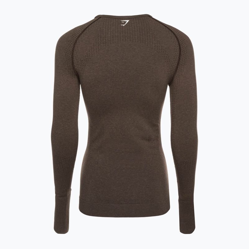 Damen Trainings-Langarmshirt Gymshark Vital Seamless Top braun/weiß 7