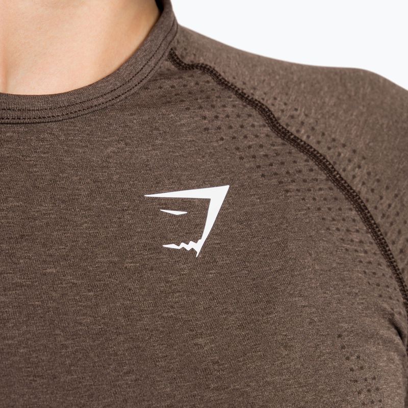 Damen Trainings-Langarmshirt Gymshark Vital Seamless Top braun/weiß 5